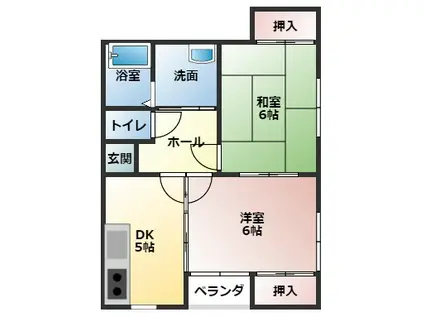 GINZA R 昭和町(2DK/2階)の間取り写真