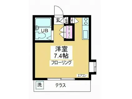 パールコーポ旭(ワンルーム/1階)の間取り写真