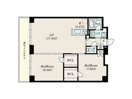 ASレジデンス四日市(2LDK/12階)の間取り写真
