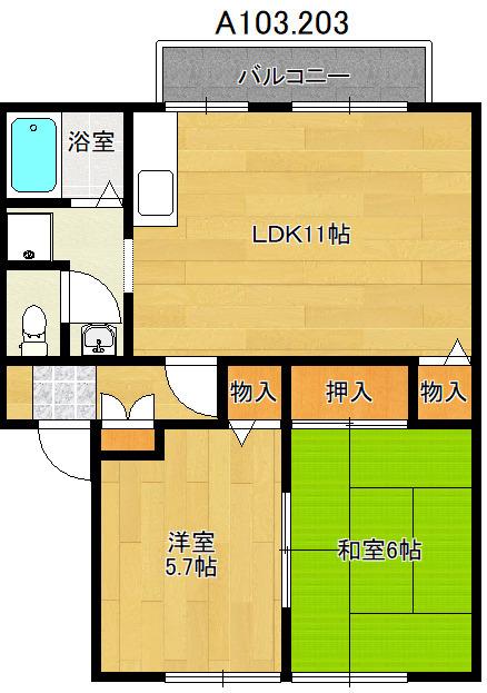 ALLEY島泉131(2LDK/1階)の間取り写真