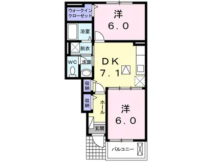 ベルセリスメゾンII(2DK/1階)の間取り写真