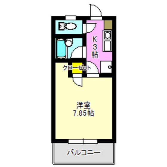 上信電鉄 南高崎駅 徒歩9分 4階建 築31年(1K/3階)の間取り写真
