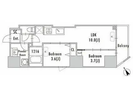 GRAN PASEO 蔵前II(2LDK/7階)の間取り写真