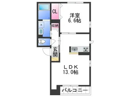 シャーメゾンWILL(1LDK/2階)の間取り写真