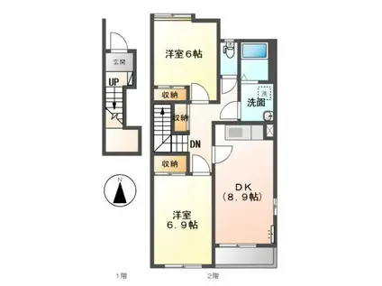 エル・ガーデン(2DK/2階)の間取り写真