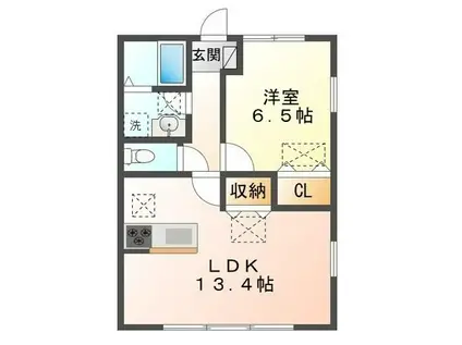 ルネス・リバーサイドKITAJIMA(1LDK/1階)の間取り写真