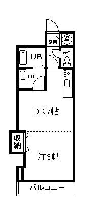 6.2ビル(1DK/6階)の間取り写真