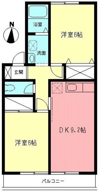 フラワーメゾン(2LDK/2階)の間取り写真
