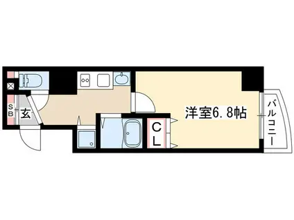 プレサンス覚王山D-STYLEII(1K/11階)の間取り写真