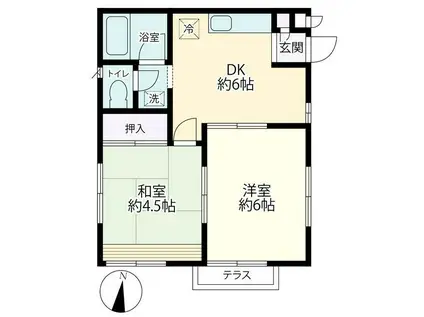 ハイムライラックB(2DK/1階)の間取り写真