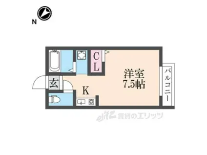 ツインステージ川西(1K/1階)の間取り写真