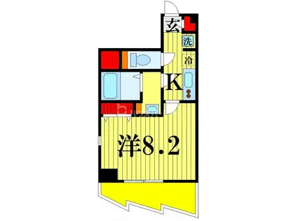 オモチデ扇大橋(1K/4階)の間取り写真