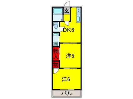 パークサイドハイツ2号(2DK/1階)の間取り写真