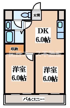 プレアール恩智(2DK/3階)の間取り写真