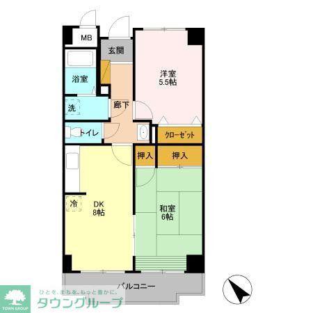 グラースマロニエ(2DK/5階)の間取り写真
