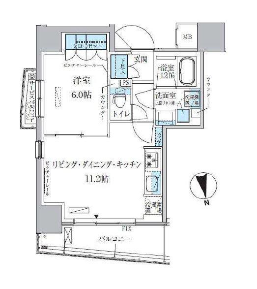 PARK AXIS上野松が谷(1LDK/7階)の間取り写真