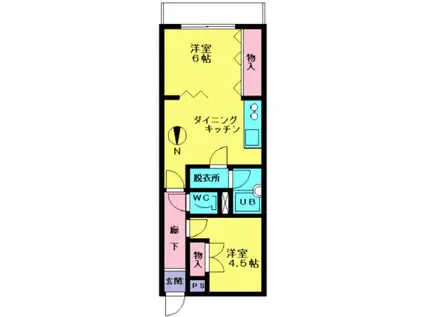 ニューセントラル散田(2DK/1階)の間取り写真