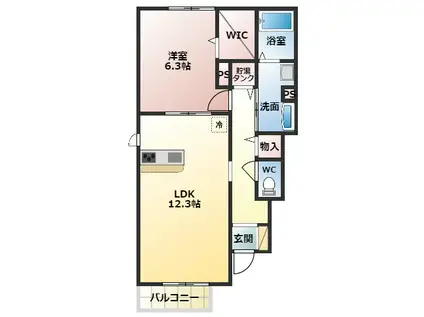 リアンドゥファミーユ(1LDK/1階)の間取り写真