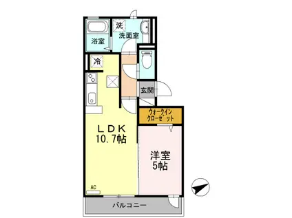 アリス京町壱番館(1LDK/2階)の間取り写真