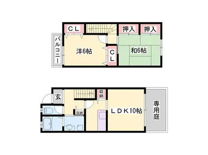 Tハイツ(2LDK/2階)の間取り写真