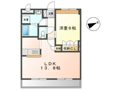 TIARA(1LDK/3階)の間取り写真