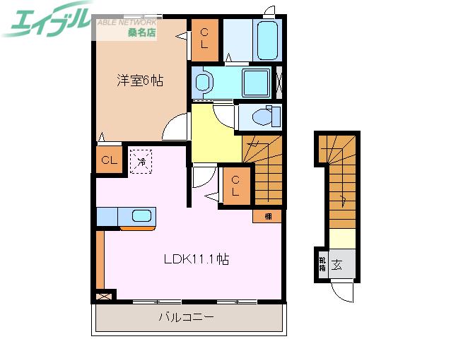 ダンデライオン ヒル(1LDK/2階)の間取り写真