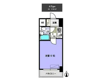 カスタリア船橋(1K/6階)の間取り写真