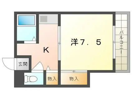 プレアール古川橋(1K/4階)の間取り写真