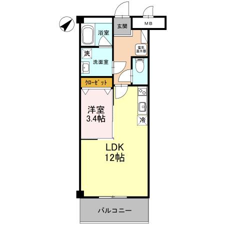 ワイズヒル(1LDK/2階)の間取り写真