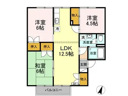 セジュール・レヴァンB(3LDK/2階)の間取り写真