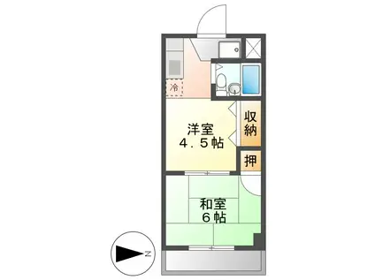 玄武堂ビル(1DK/2階)の間取り写真