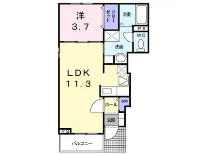 JURI II(1LDK/1階)の間取り写真