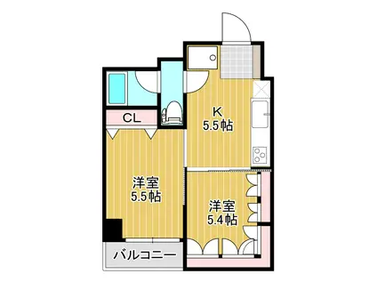 ソサエティ荏原中延(2K/5階)の間取り写真