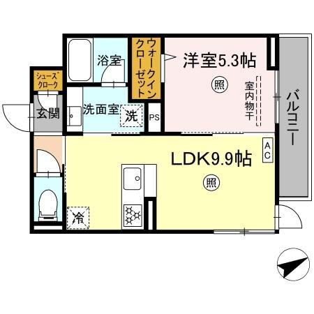 アベリアII番館(1LDK/2階)の間取り写真
