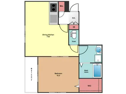 フォレスト代々木B(1DK/1階)の間取り写真
