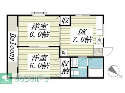 第5コーポ米倉(2DK/2階)の間取り写真