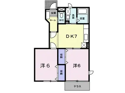 グリーンフェア(2DK/1階)の間取り写真