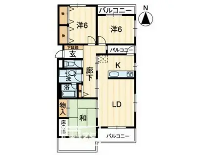 リベール栗林(3LDK/2階)の間取り写真