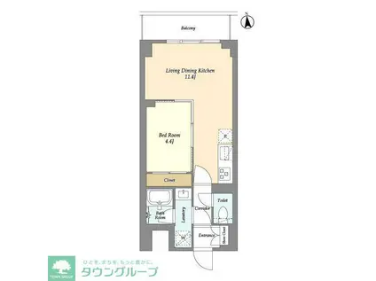 コンフォリア竹ノ塚イースト(1LDK/8階)の間取り写真