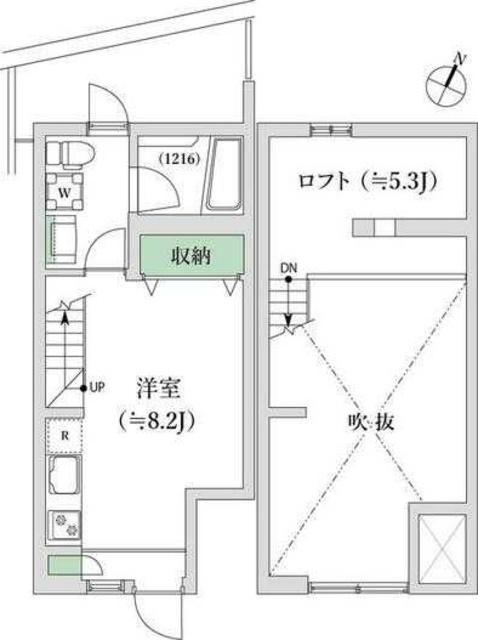 渋谷本町テラスハウス(ワンルーム/1階)の間取り写真
