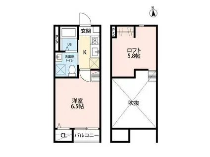 CHEERLIVE仙台幸町(1K/2階)の間取り写真