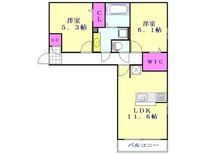 ROI DE L OURS5(2LDK/1階)の間取り写真