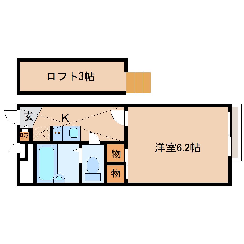レオパレスブルースカイ王寺(1K/2階)の間取り写真