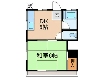 根岸ハウス(1DK/2階)の間取り写真