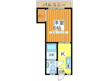 ハイツ山梨(1K/2階)の間取り写真