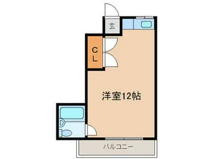 メルシーハイツ1号館(ワンルーム/3階)の間取り写真