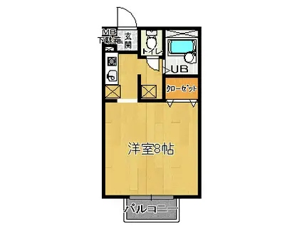 KUROI プラザコート107(1K/1階)の間取り写真
