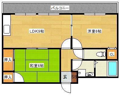 カーサベルデ(2LDK/1階)の間取り写真