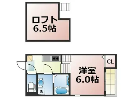 STAGE東中浜(1K/2階)の間取り写真