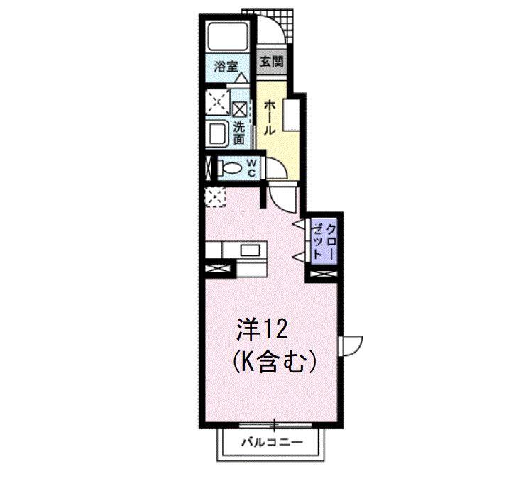 カーサアーデント(ワンルーム/1階)の間取り写真